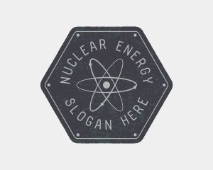 Nuclear - Hexagon Atomic Badge logo design