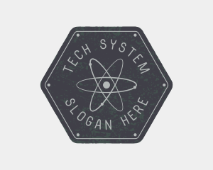 Power Plant - Hexagon Atomic Badge logo design