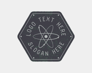 Neutron - Hexagon Atomic Badge logo design