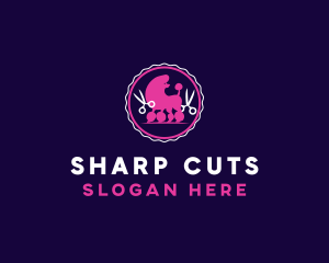 Cut - Poodle Dog Grooming Scissor logo design