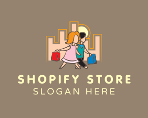 City Couple Shopping logo design