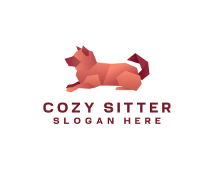 Geometric Sitting Dog logo design