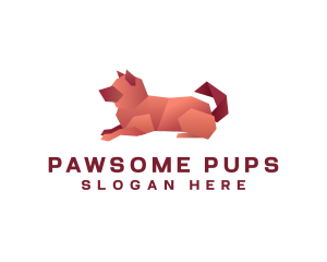 Geometric Sitting Dog logo design