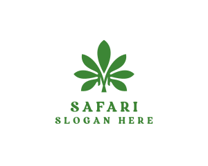 Initial - Cannabis Marijuana Plant logo design