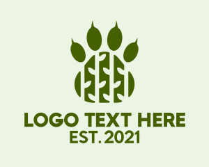 Negative Space - Bear Paw Print Forest logo design