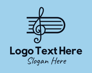 Music Label - Sheet Music Clef logo design