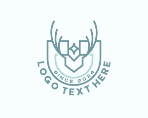 Elk - Deer Shield Crest logo design