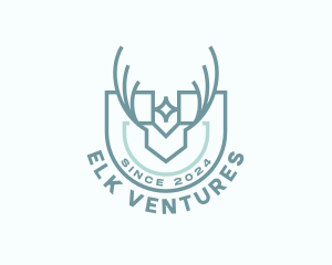 Elk - Deer Shield Crest logo design