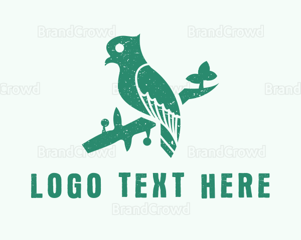 Green Perched Bird Logo