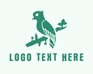 Nightingale - Green Perched Bird logo design