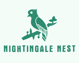 Green Perched Bird logo design