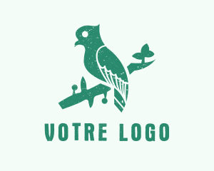 Grunge - Green Perched Bird logo design