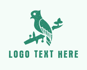 Finch - Green Perched Bird logo design