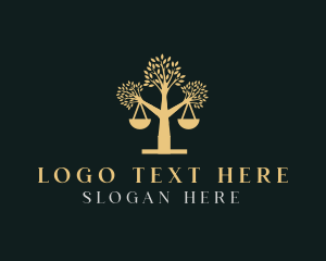 Notary - Justice Scale Tree logo design