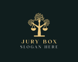Jury - Justice Scale Tree logo design