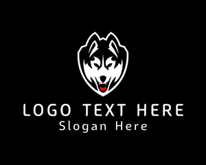 Husky - Fierce Wolf Shield logo design