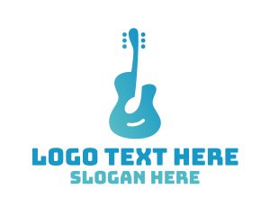 Guitar Lessons - Blue Guitar Note logo design