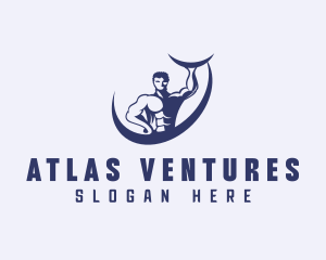 Atlas Muscular Man logo design