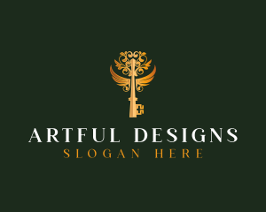 Elegant Key Wings logo design