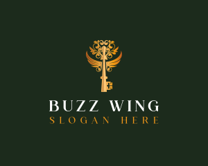 Elegant Key Wings logo design