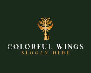 Elegant Key Wings logo design