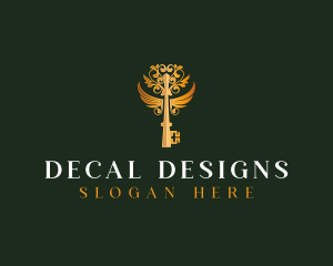 Elegant Key Wings logo design