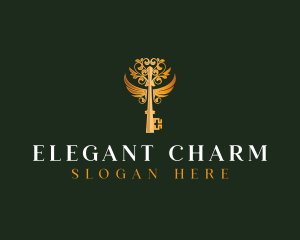 Elegant Key Wings logo design