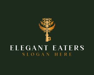 Elegant Key Wings logo design