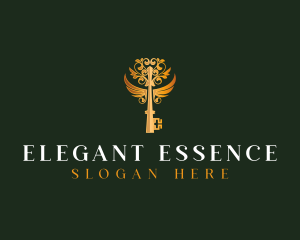 Elegant Key Wings logo design