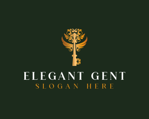 Elegant Key Wings logo design