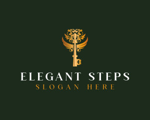 Elegant Key Wings logo design