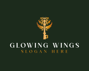 Elegant Key Wings logo design