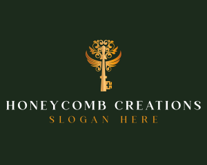 Elegant Key Wings logo design