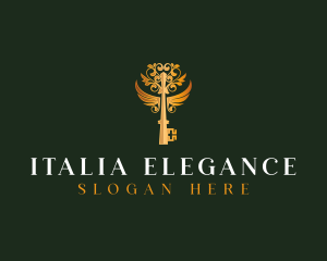 Elegant Key Wings logo design