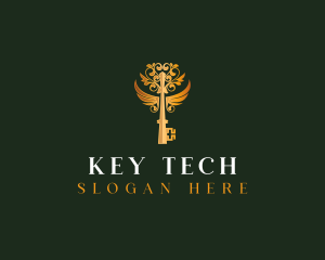 Key - Elegant Key Wings logo design