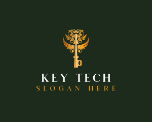 Elegant Key Wings logo design