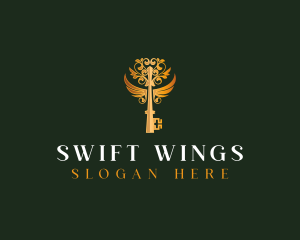 Elegant Key Wings logo design