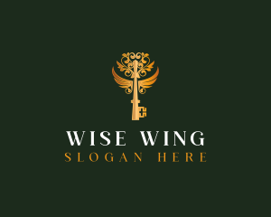 Elegant Key Wings logo design