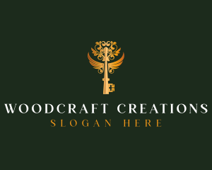 Elegant Key Wings logo design