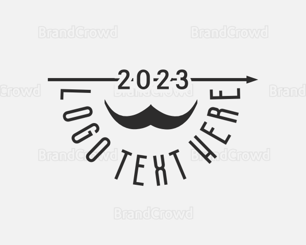 Retro Hipster Mustache Logo