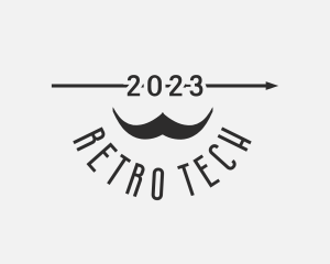 Retro Hipster Mustache logo design