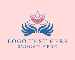 Massage - Blue Flower Hand logo design