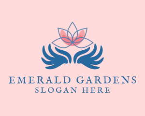 Blue Flower Hand logo design