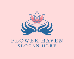 Blue Flower Hand logo design