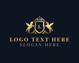 Stallion - Luxury Shield Pegasus logo design