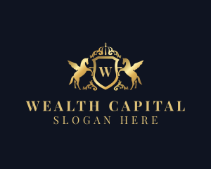 Luxury Shield Pegasus logo design