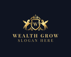 Luxury Shield Pegasus logo design