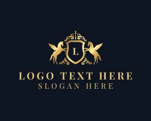 Equestrian - Luxury Shield Pegasus logo design