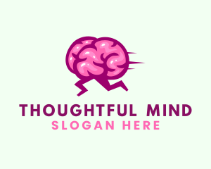 Thinking - Running Brain Quiz logo design