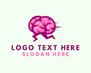 Thinking - Running Brain Quiz logo design